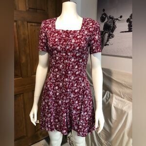 Vintage Rampage Red Floral Bow tie Short Sleeve Romper